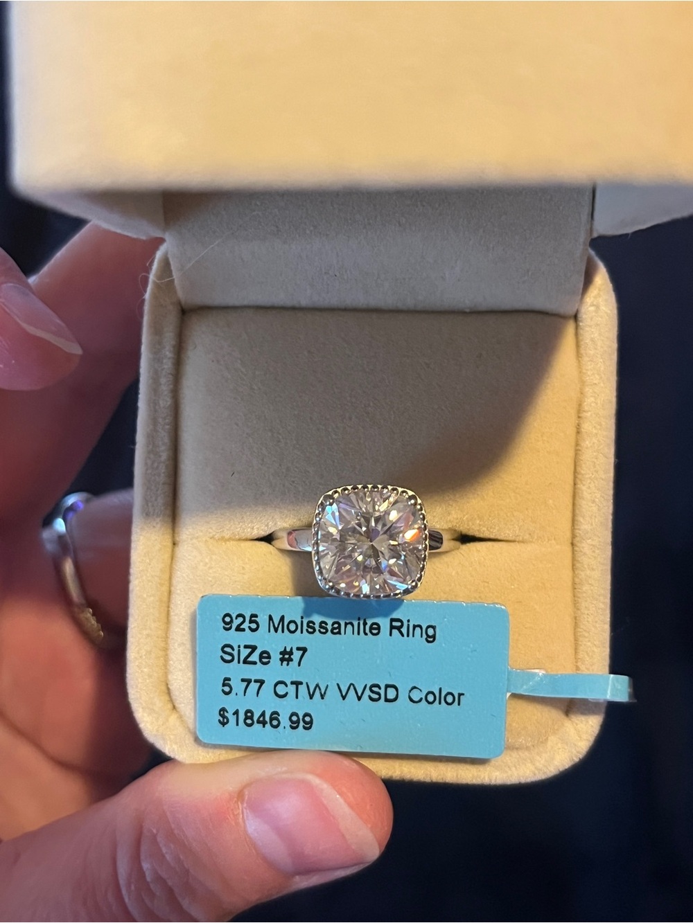 GRA CERTIFIED 5.77 CTW VVS1 clarity D Moissenite ring made in Italy
